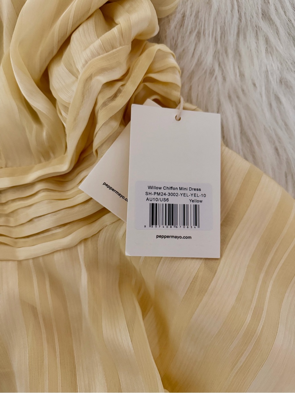 Peppermayo Willow Chiffon Yellow Mini Dress - Picture 2 of 3
